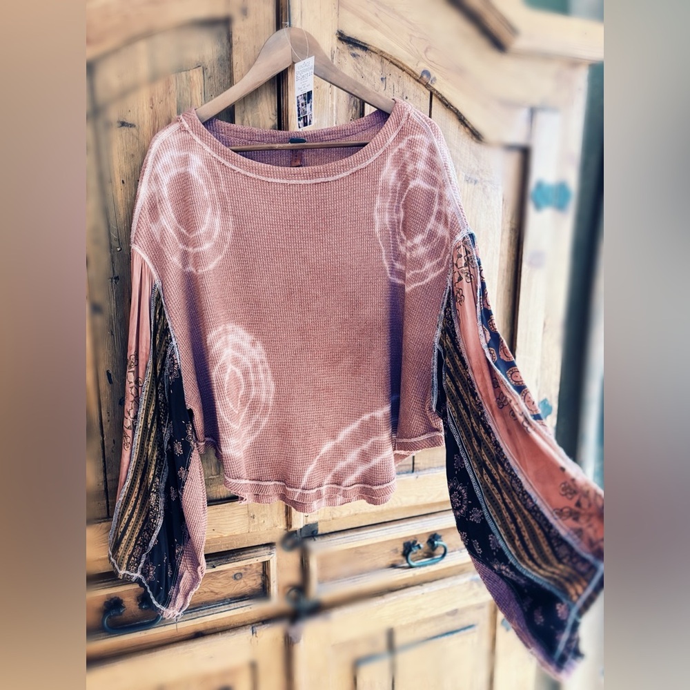 OOAK Artisan Reworked Free People Thermal - Dip-Dye Boho Top - NWT - Size S